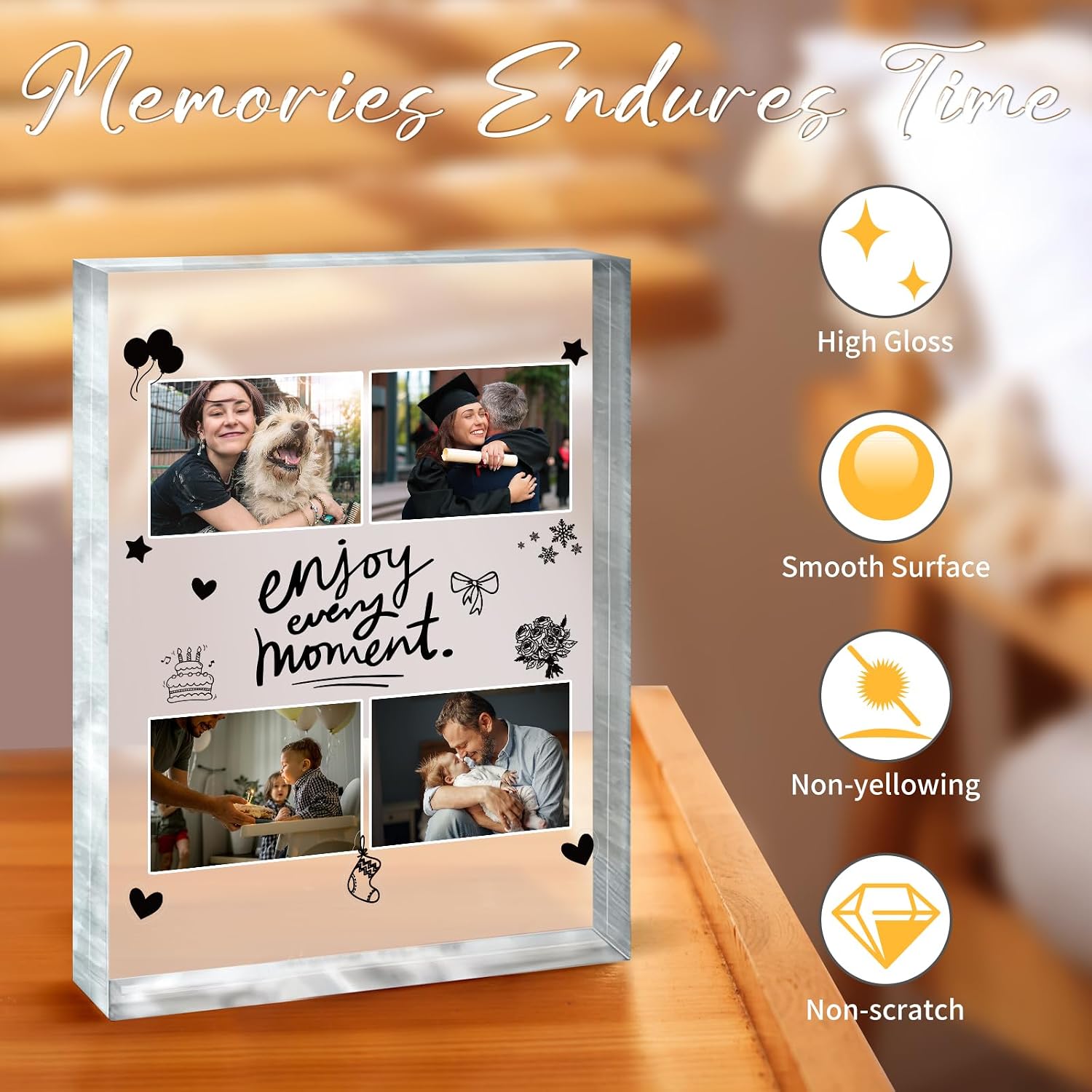 JANCHUN Resin Picture Frames Craft Kit, 16oz Resin Kit and Molds Complete Set with Photo Frame Word Stickers Gift for Couples, Family, Friends, Birthday, Graduation, Baby, Wedding, Back to School