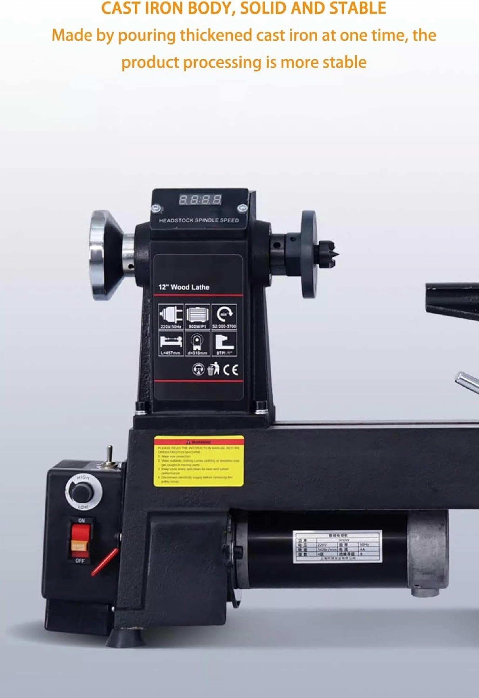 Mini Torno De Madera De 900 W, Velocidad Infinita De 300 A 3800 RPM, For Que Los Principiantes En Carpintería Puedan Hacer Pequeñas Artesanías De Madera
