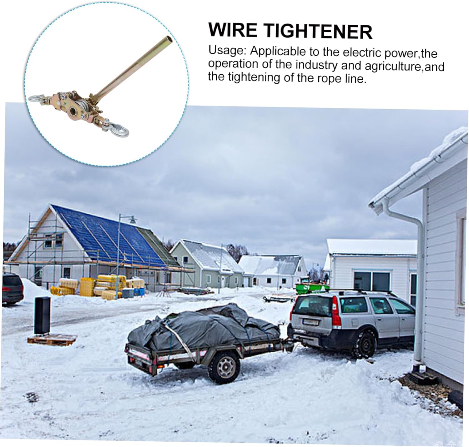 Gadpiparty Manual Steel Wire Tensioner Cable Grip Tool Dual Hooks for Electrical Construction 2 Ton Capacity Sturdy Wire Tightener for Logistics and Heavy Lifting