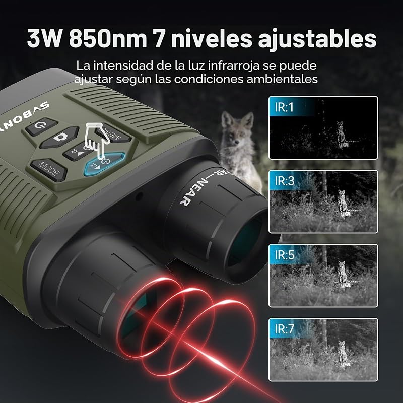 SVBONY infravörös éjjellátó binokulár zoom 8x 3 hüvelykes HD kijelző 4K videó 36MP fotó 5000mAh tölthető TF 32 GB kártyával vadászathoz