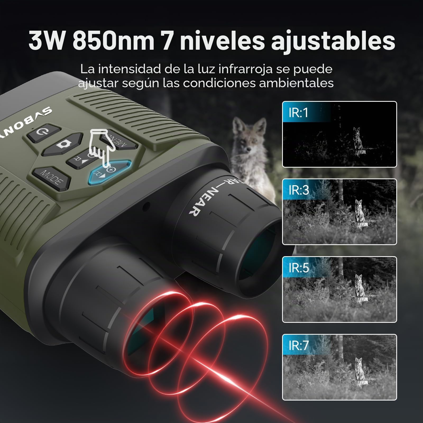 Svbony Juego de Binoculares de Visión Nocturna, Zoom 8X, 3" HD Infrarrojo Alto Vídeo 4K e Imagen 36MP, 5000mAh Recargable Bisel de Visión Nocturna, Gemela Nocturna para Caza con Tarjeta TF 32 GB
