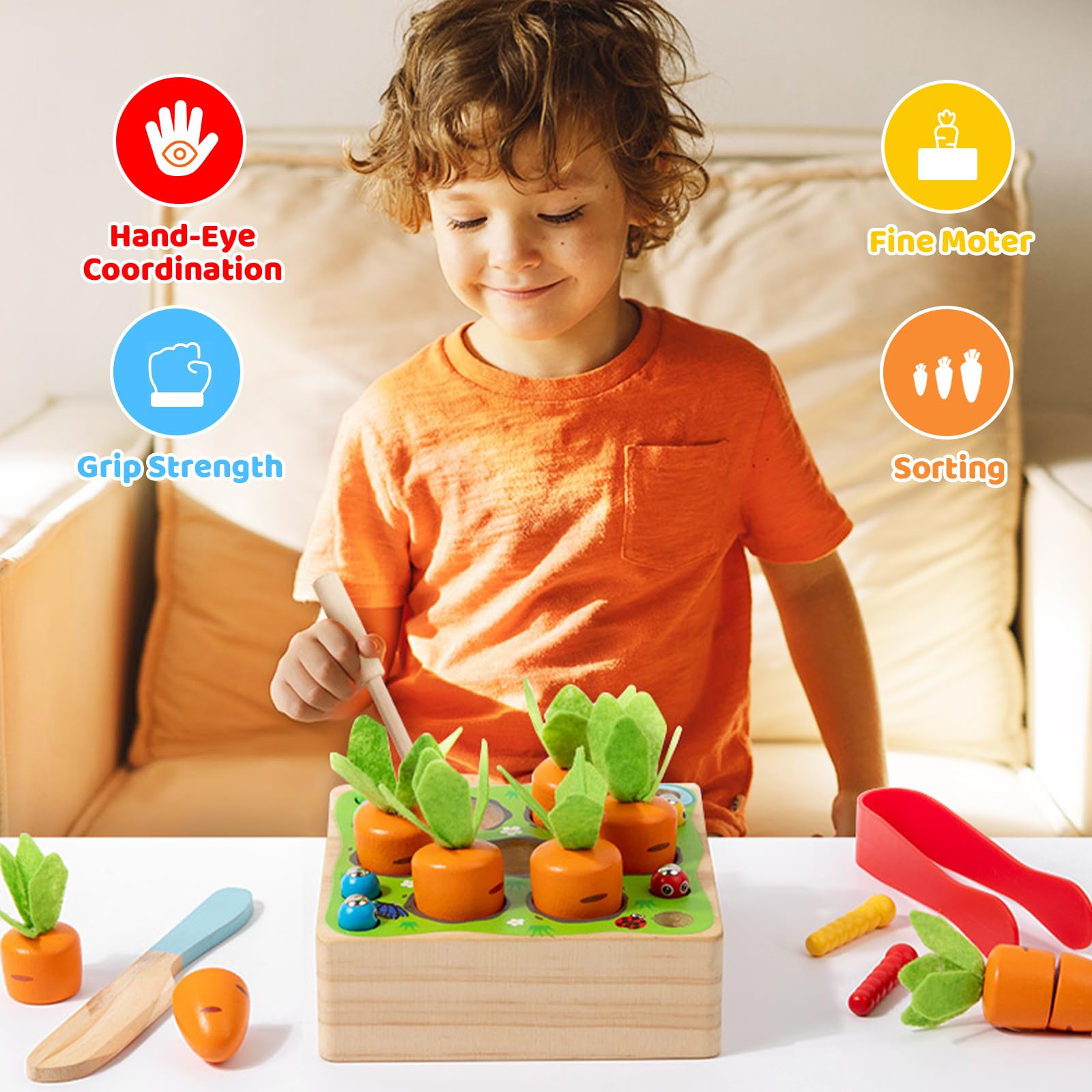 XIAPIA Giocattoli Montessori in Legno per Bambini 1 2 3 Anni, Giochi Sensoriali Abilità Motorie, Giocattoli Educativi 1 Anni, Regali di Compleanno per Bambini