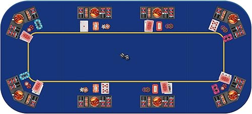 Miniatura 8 de VIVOHOME 79 x 36 pulgadas plegable de Texas Poker Card de 8 jugadores, diseño de mesa, portátil, antideslizante, de goma, con portavasos y bolsa de