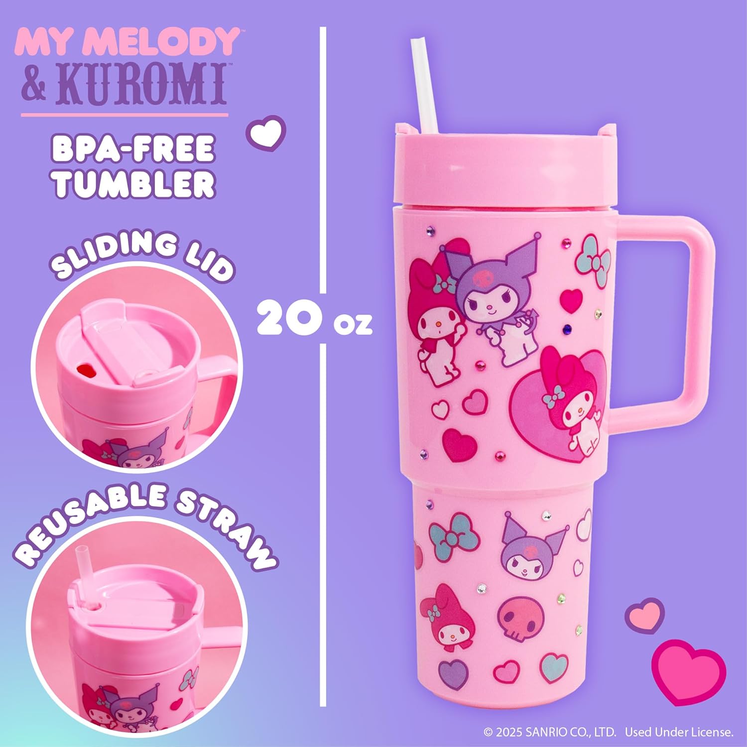 My Melody & Kuromi Design Your Own Trendy Tumbler, 20 oz. BPA-Free - Image 3