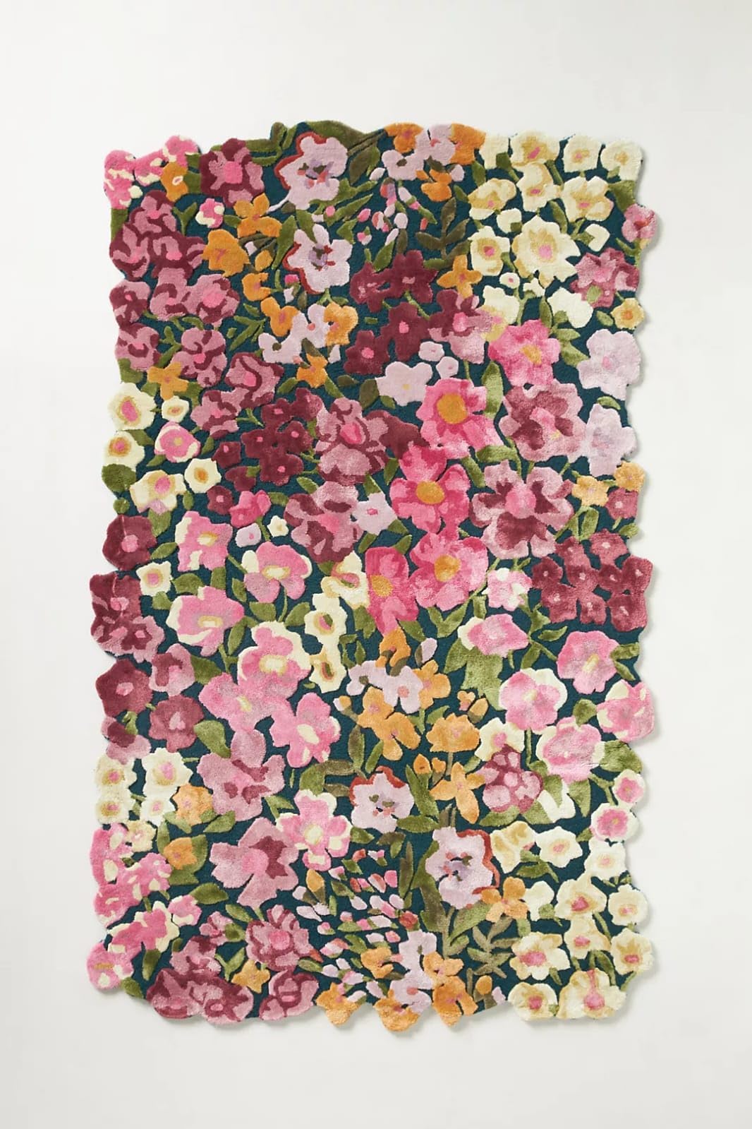 Hand-Tufted Floral-Shaped Rug Wool Area Rug, Thick & Durable Living Room Rug, Regular Shape Area Rugs for Living Room, Bedroom & Office – Pink Wool Carpet | 1x1 Ft (Sample)