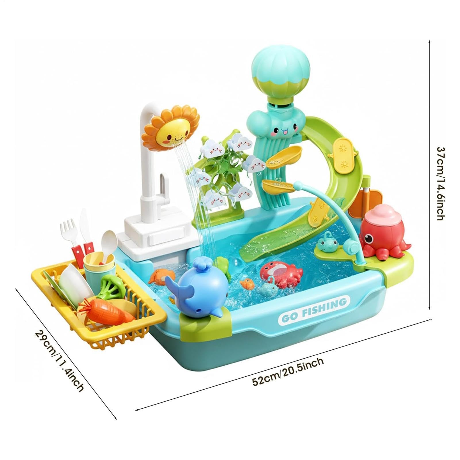 Fregadero de Juguete con Agua Corriente Juguete Eléctrico de Imitación | Juguete De Lavavajillas Para Niños Y Niñas Preescolares Patio Playa Campamento Baño Sala De Juegos