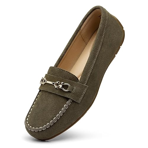 Women's Comfortable & Lightweight Suede Leather Loafers Slip-Ons Driving Mocs