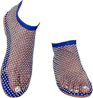 Ultra Comfortable Mesh Flats for Women Fishnet Sandals Low Heel Slip on Rhinestone Shoes