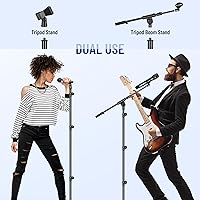 Vista 3 de CAHAYA Soporte de Micrófono de Piso Ajustable - Soporte de Micrófono con Trípode y Brazo Articulado con Bolsa de Transporte, 2 Clips de Micrófono