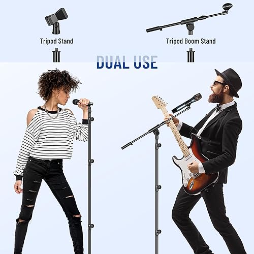 Miniatura 3 de CAHAYA Soporte de Micrófono de Piso Ajustable - Soporte de Micrófono con Trípode y Brazo Articulado con Bolsa de Transporte, 2 Clips de Micrófono