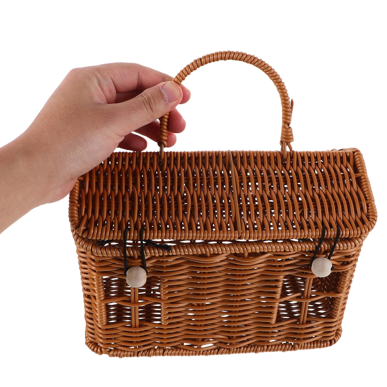 LOORGVEL Cesta Tejida Mano con Asa Diseño Casita Almacenamiento Portátil para Dulces y Regalos Cesta de Ratán para Decoración de Bodas y Fiestas Navideñas