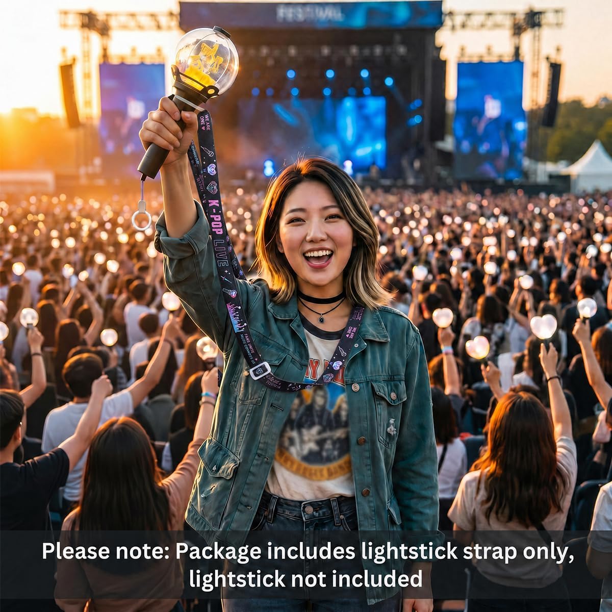 Kpop Lightstick Strap Lanyard - Set of 2 Adjustable K Pop Light Stick Crossbody Carrier Shoulder Strap, K-pop Body Carry Event Strap, Star Accessory Concert Essentials for Display Idol Fans