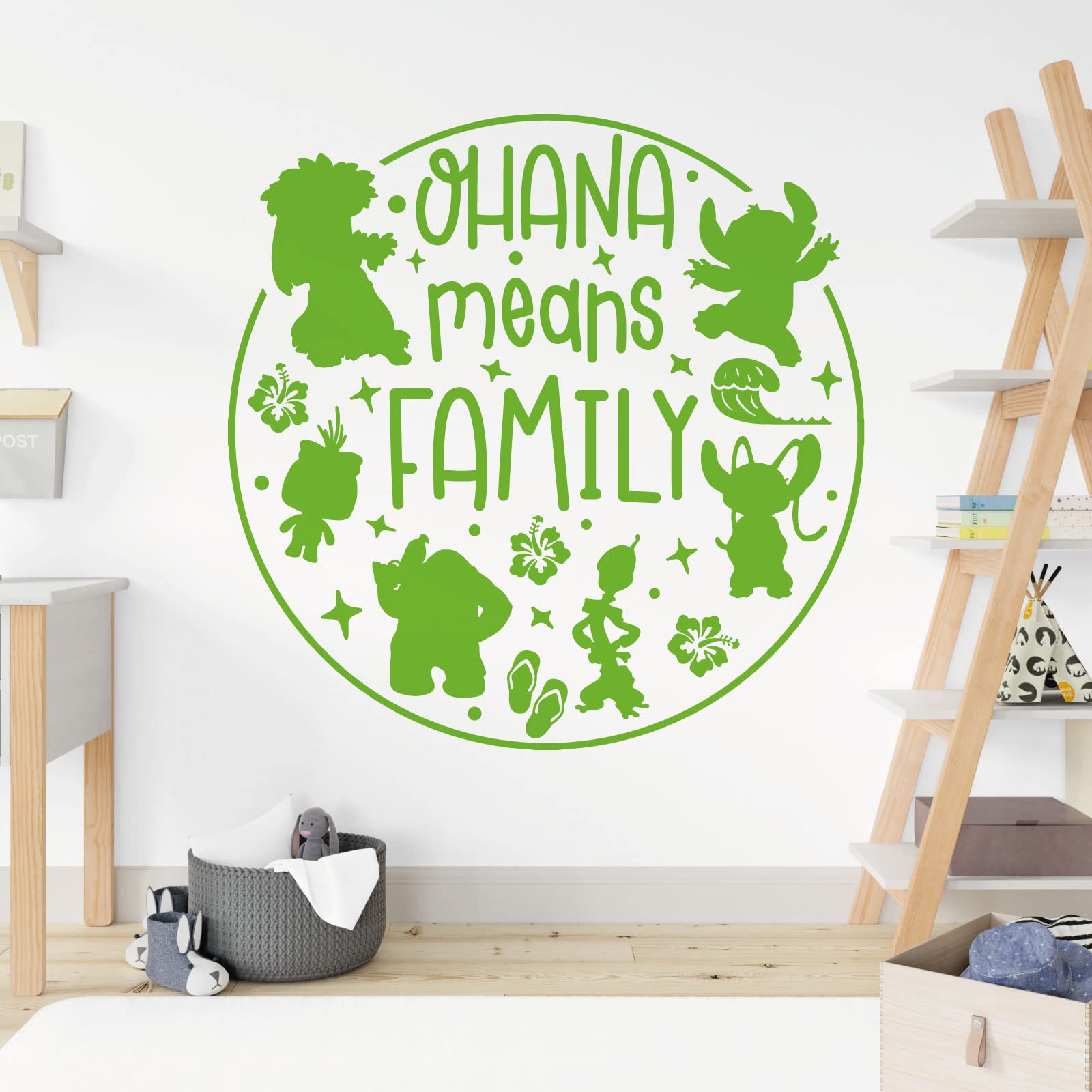 Ohana Means Family - Lilo and Stitch - Children Decal Wall Sticker [Large] [Lime]
