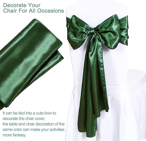 Miniatura 5 de Paquete de 5 caminos de mesa color verde bosque de 12 x 108 pulgadas de largo, de seda satinada, color verde bosque, para fiesta de Año Nuevo, día