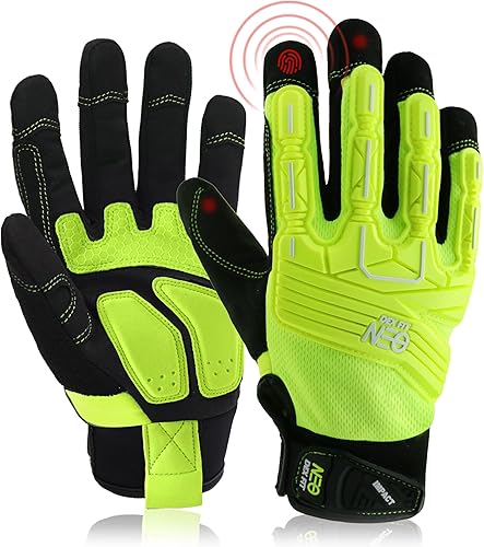 Miniatura 10 de DEX FIT Guantes de trabajo MG310 Impact, duraderos, de alta resistencia, antivibración, absorción de golpes, ajuste cómodo, compatible con pantalla