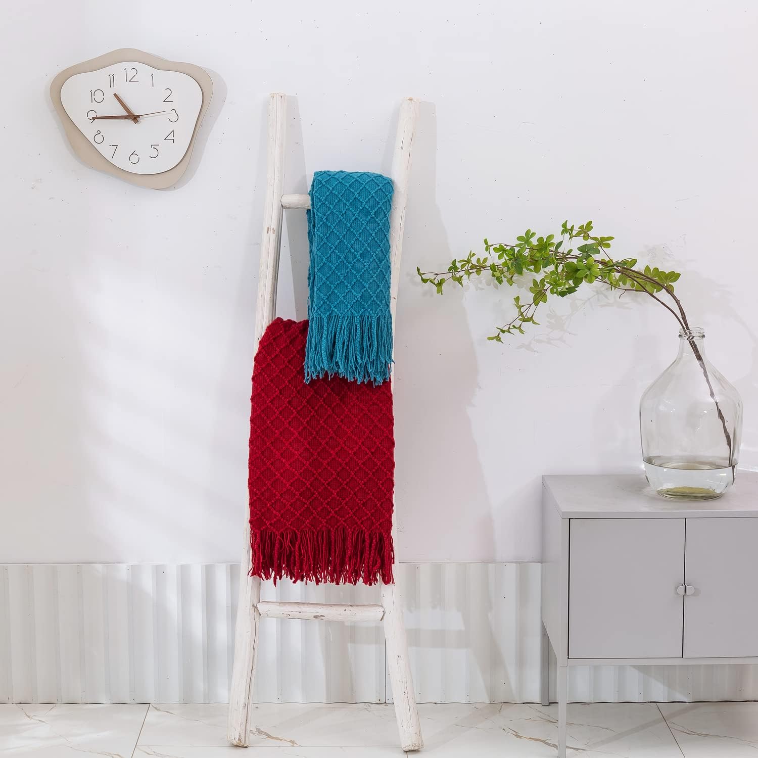 Throw Blanket for Couch,Soft Cozy Knit Blanket,Lightweight Decorative Throw for Sofa Chair Bed Travel and Living Room-All Seasons Suitable for Women,Men and Kids (Red, 50"x60") - Image 4