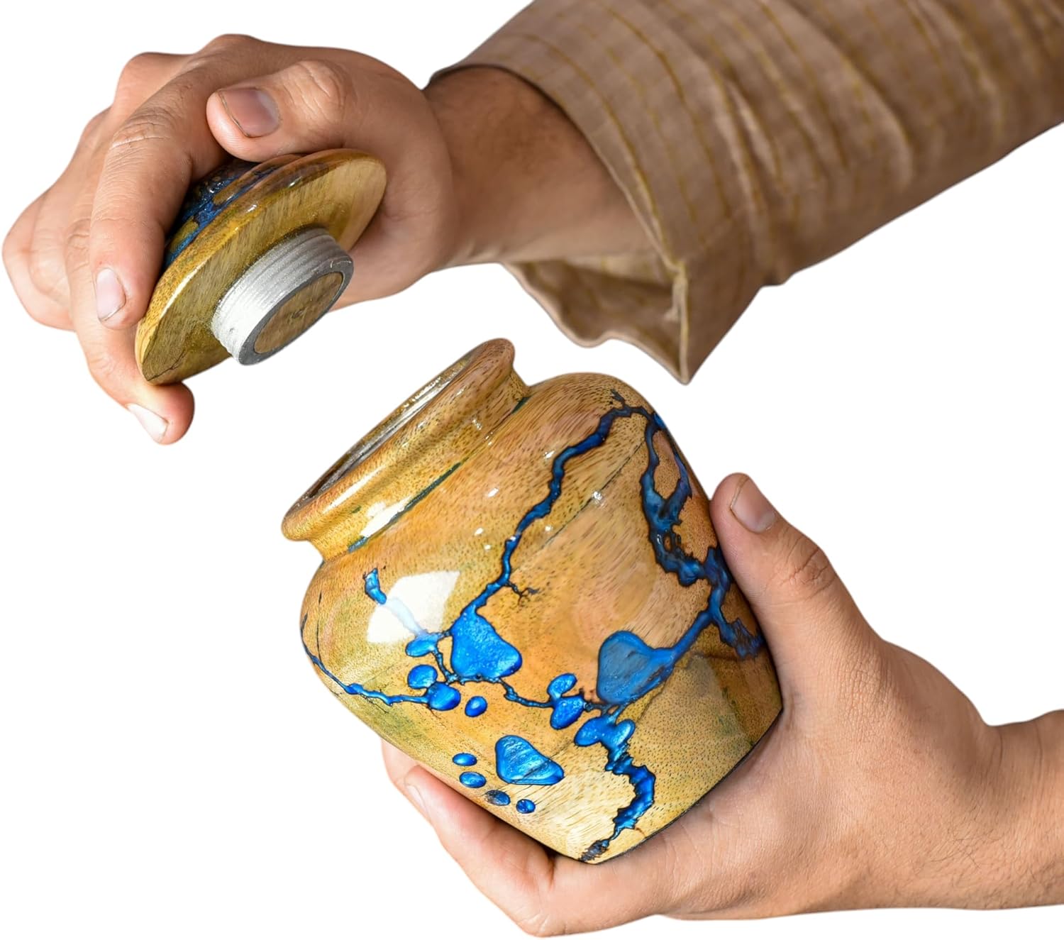 Cremation Urn for Pets Ashes Adult - Wooden and Resin Urns for Dog Ashes Box for Cats - Decorative Urns - Burial and Funeral Box (Dog Paw, Small - 20 lbs)