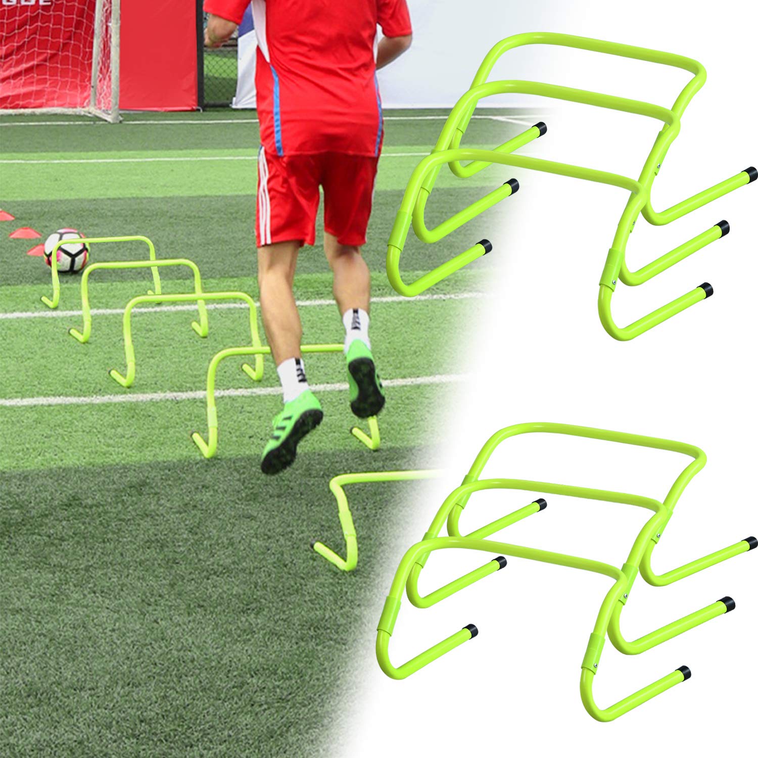 HENGMEI Lot de 6 obstacles de coordination réglables pour football, entraînement de vitesse, entraînement