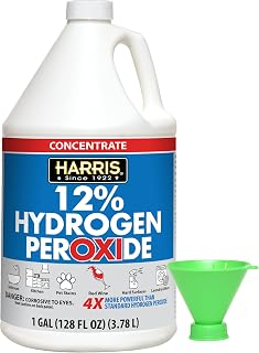 Harris 12% Food Grade Hydrogen Peroxide 128oz Concentrate - Extra Strength Multi-Purpose Cleaner for Kitchen, Bath, Laundry, Garden w/ Easy Fill Funnel