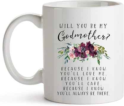 YouNique Designs Will You Be My Godmother Mug, 11 Ounces, Fairy Godmother Proposal Coffee Cup from Godchild, Godparent Proposal