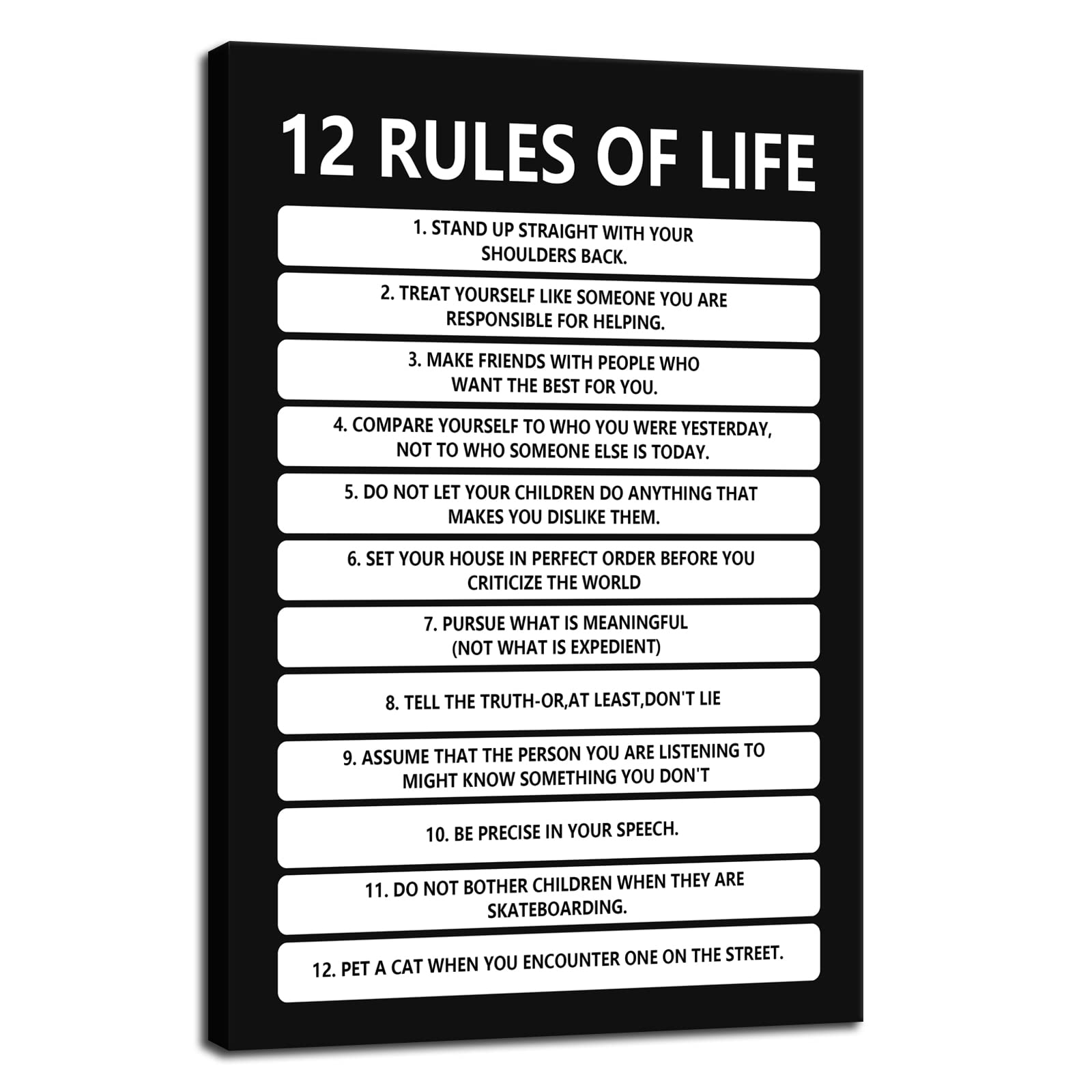 12 Rules of Life Inspirational Wall Art for Office