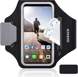 GUZACK Running Armband Phone Holder with Zipper Pouch - Fits iPhone 17/16/15/14 Pro Max, Galaxy S25/S24/S23/S22 Ultra - Key Pocket & Card Slot