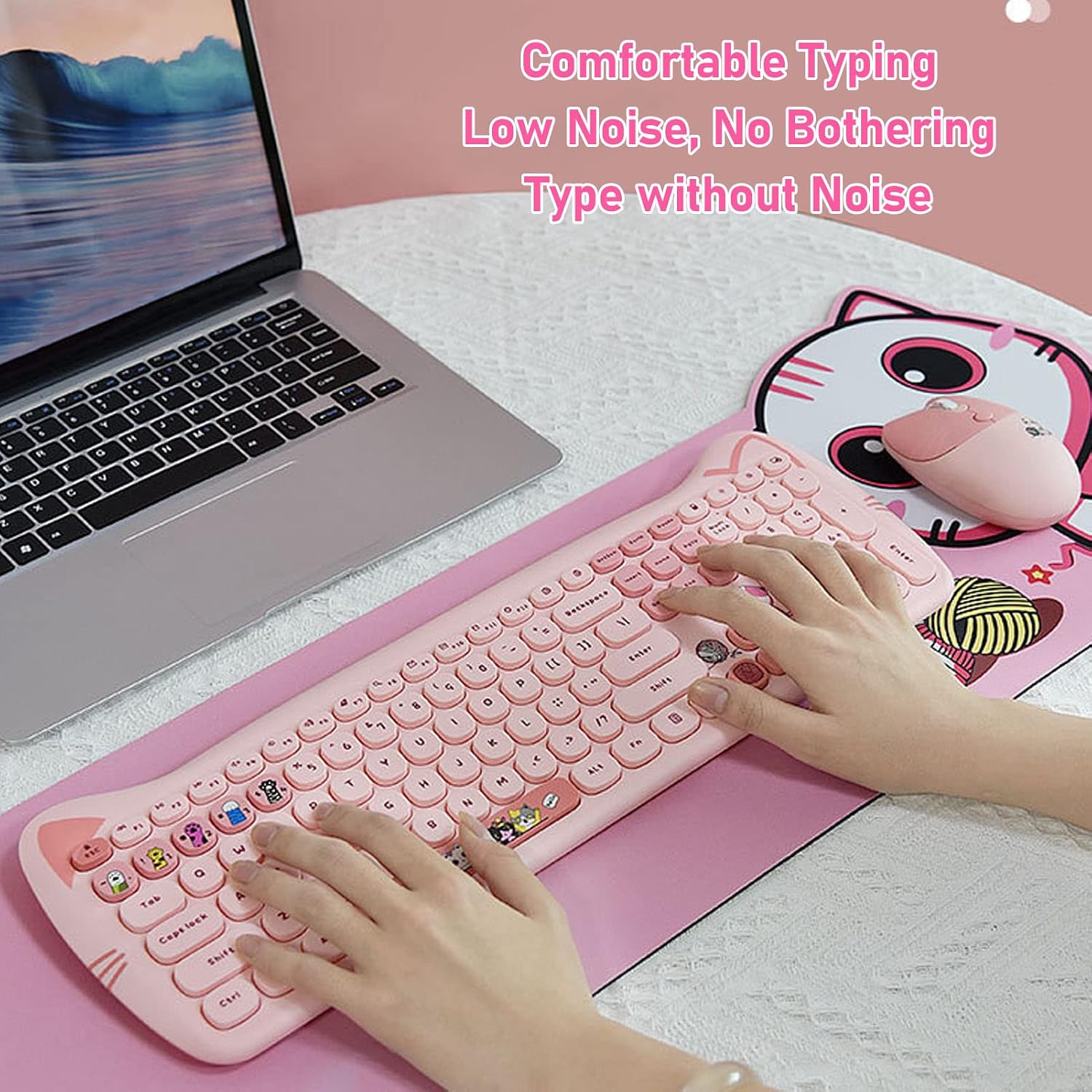 Gaming Keyboard and Mouse Combo, 110 Keys Keyboard & Optical Mouse, with Mouse Mat, Ergonomic Design, Auto Sleep, for PC