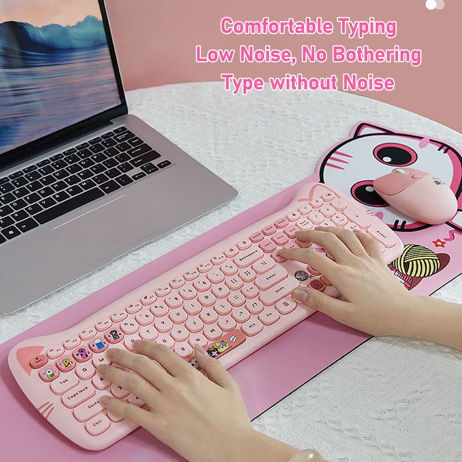 小物 circle_zone Klavye Mouse Combo, 2.4GHz Kablosuz Klavye Seti, 110 Retro