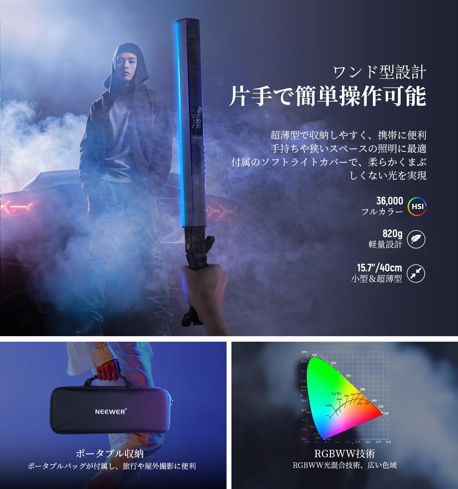 Amazon | NEEWER RGB2 スティックライト チューブライト タッチバー