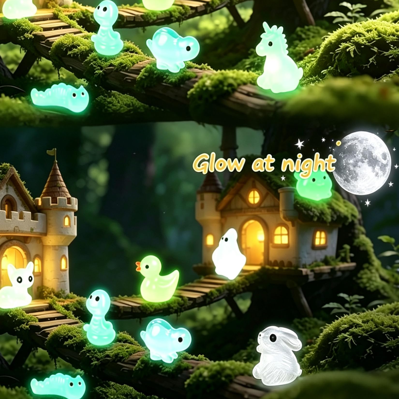 80 Piezas De Mini Animales De Resina Que Brillan En La Oscuridad, Set De Figuras Pequeñas Luminosas Para Decoración De Jardín, Casa De Muñecas, Acuario, Plantas En Macetas Y Manualidades DIY