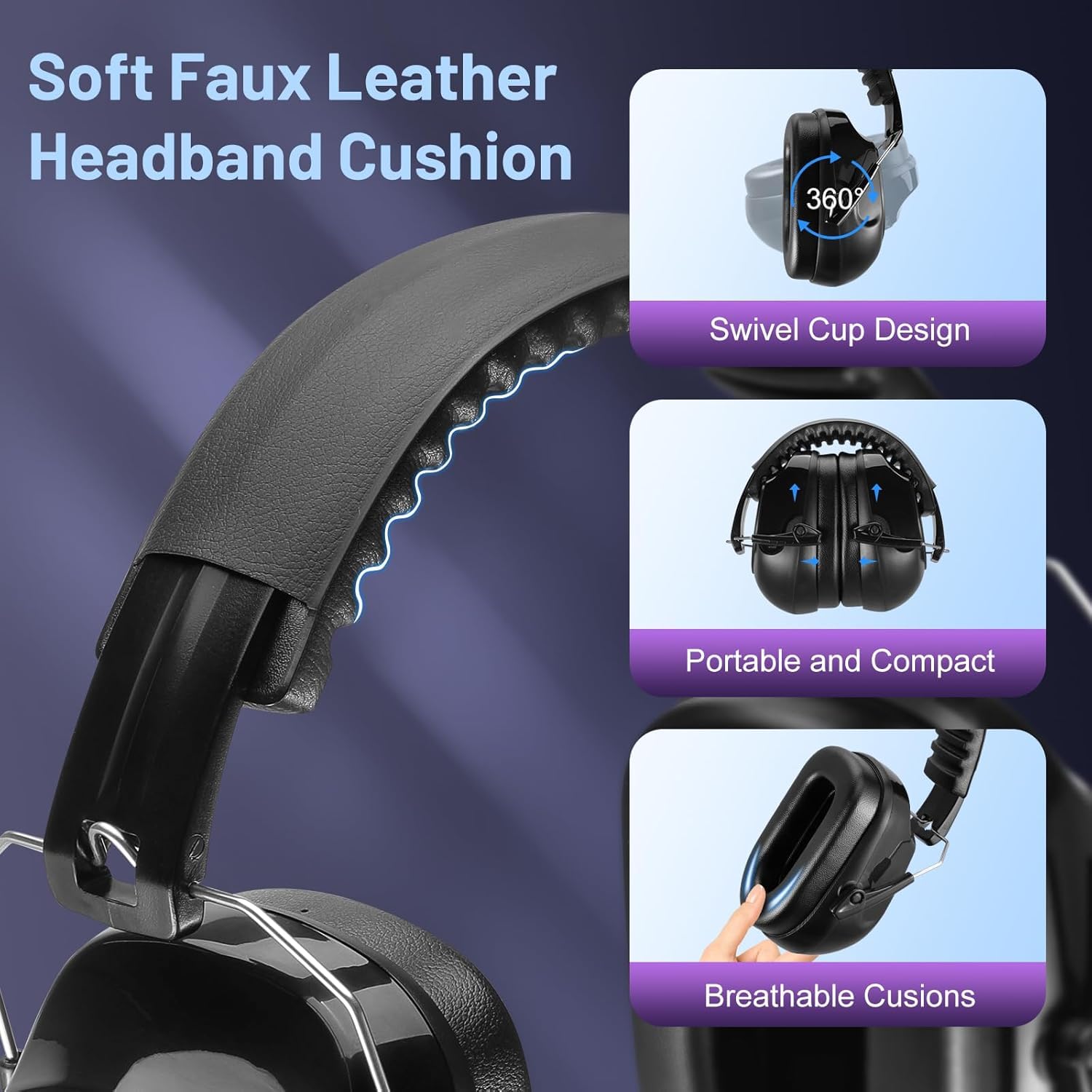 Floriogra Pack de 2 Protectores Auditivos SNR 31 dB, Protección Auditiva Ajustable y Cómoda para Adultos, Protección Contra el Ruido, Auriculares para Construcción y Jardinería