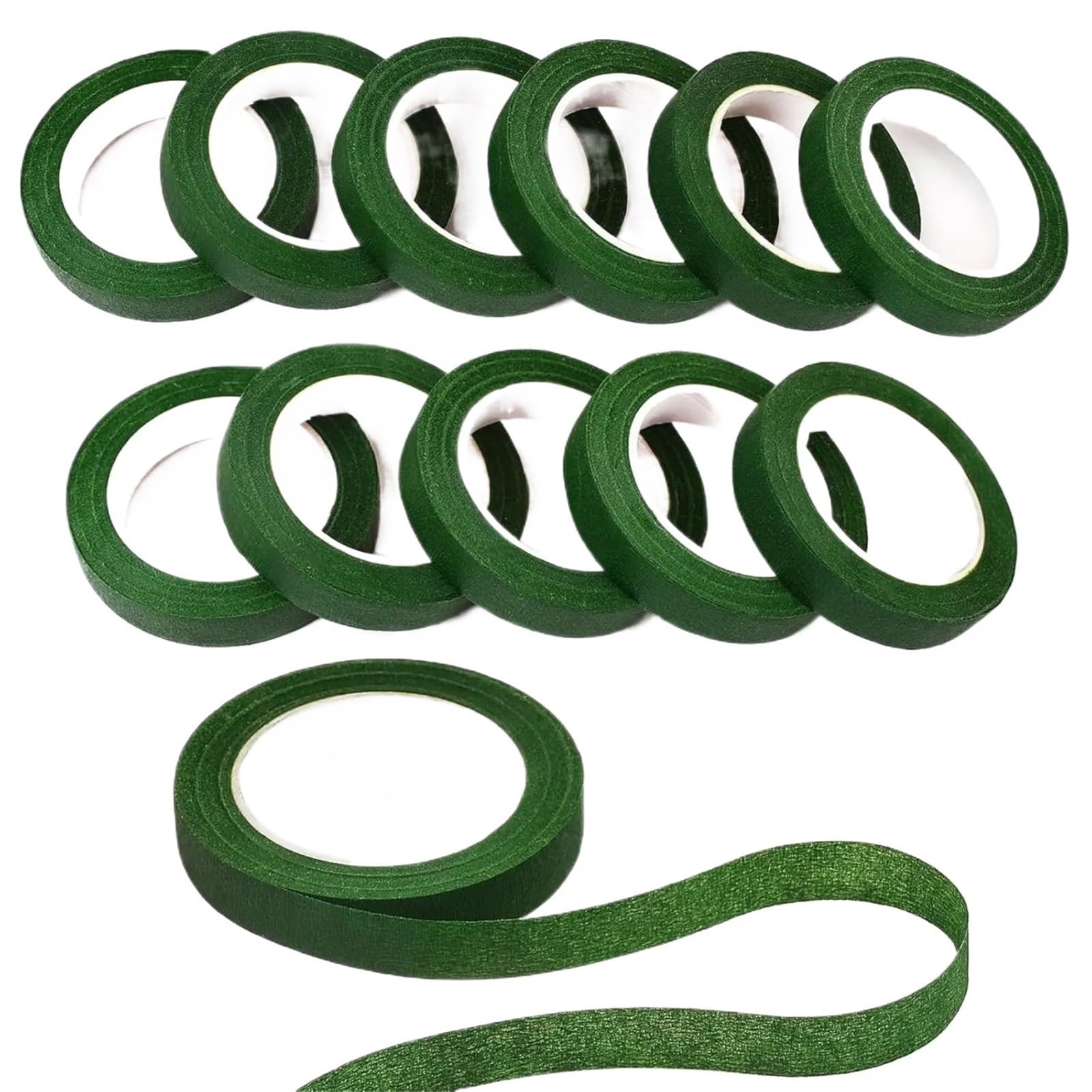 Blumenband, Blumenband for Blumensträuße, Blumen, for Verpacken von Stielen und Blumenbasteln, Hochzeitsstrauß Für Floristik(12Roll Green)
