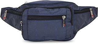 Marsupio multitasche borsa uomo donna 6 scomparti lavoro corsa viaggio sport cintura regolabile (Blu)
