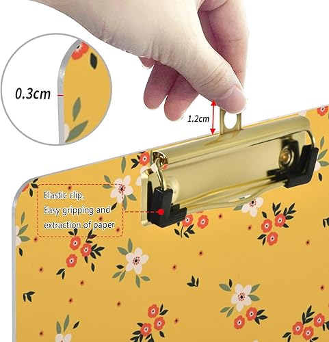 Miniatura 3 de Wildflowers - Portapapeles de flores amarillas con bonito diseño, tamaño carta, tamaño A4, tamaño estándar 9 x 12.5 pulgadas, con clip de metal de