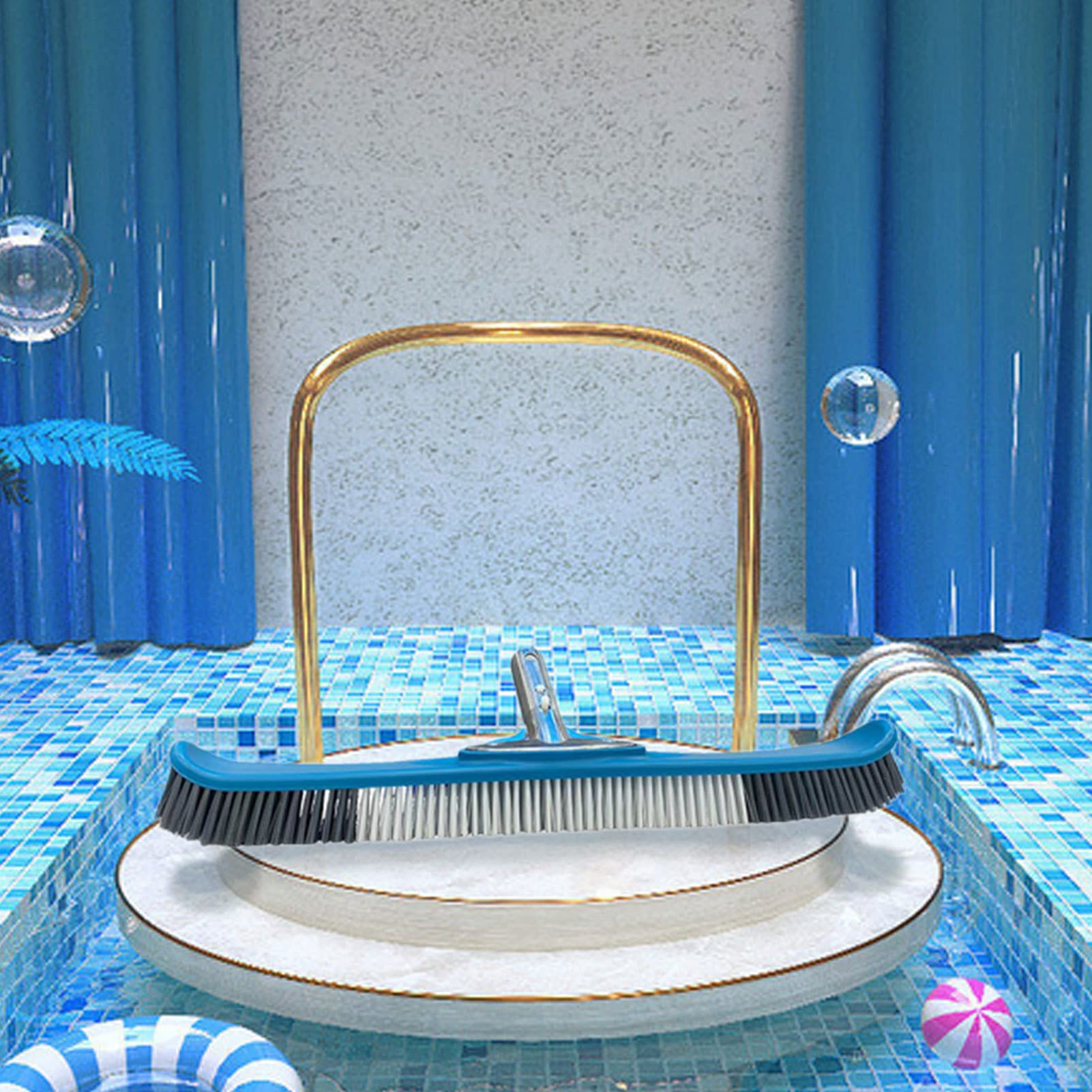 5 Cabezales de Cepillo de Limpieza para Piscinas, cepillos curvados Grandes de Alta Resistencia para Limpiar Azulejos, Paredes y escaleras | cepillos curvados Grandes de Alta Resistencia para Azulejos, Paredes y escaleras