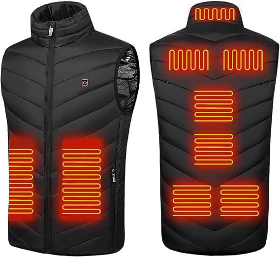 Monave Heated Gilet Men Heated Jacket with 9 Carbon Fiber Heating Pads