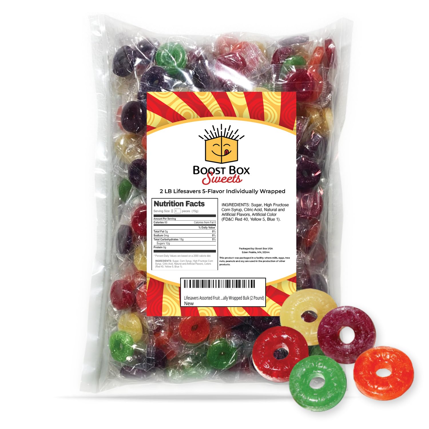 Boost Box Sweets Lifesavers Assorted Fruit Flavors Hard Candy Individually Wrapped Bulk