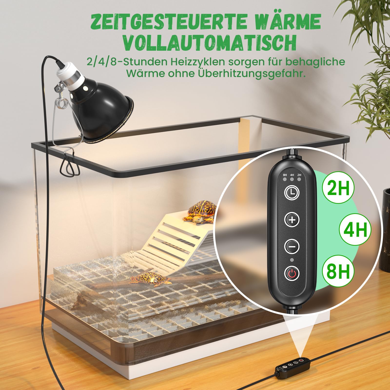 GlowUp Lampa grzewcza kopułkowa z ściemniaczem i timerem, 200 W E27 lampa grzewcza Terrarium 5,5 cala uchwyt lampy odblaskowej do żarówek UVA UVB, na podczerwień (bez żarówki)