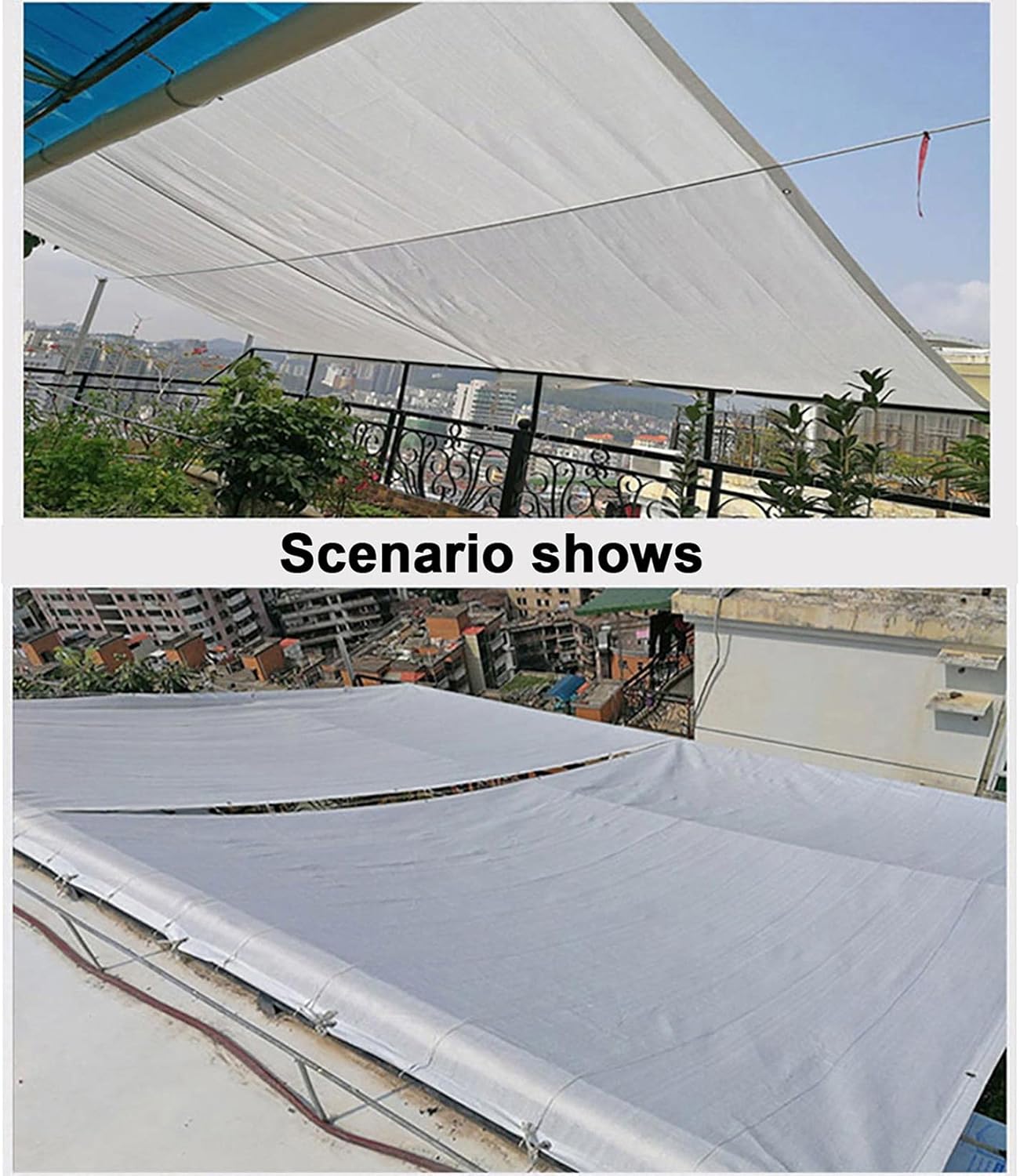 White Sunshade Net Sunshades Patio Shade Cloth Grommets Buttonhole with Taped Edge for Plant Cover, Greenhouse, Chicken Coop, Tomatoes, Plants,2 * 2M/6.6 * 6.6FT (Size : 2 * 3m/6.6 * 9.8ft)