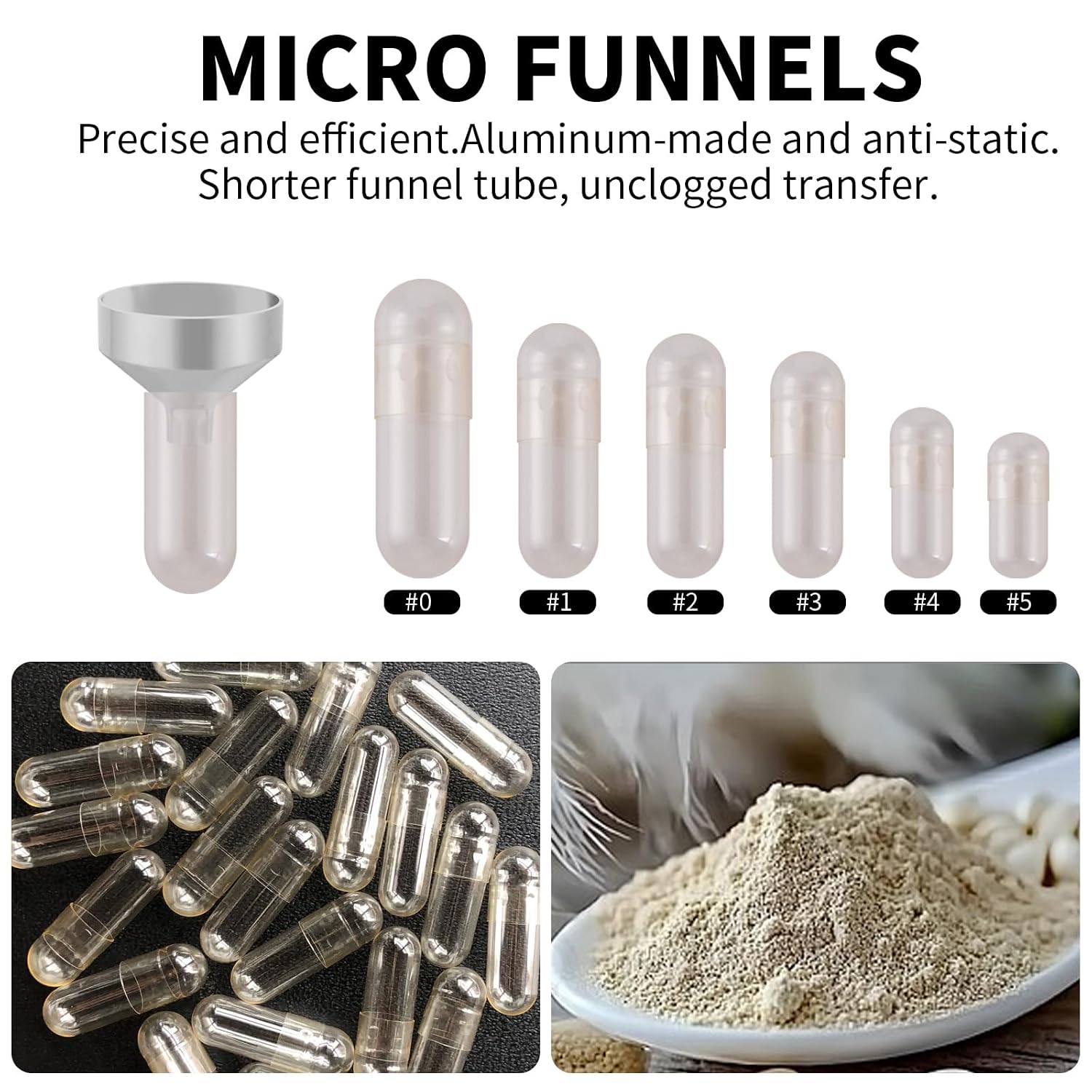 Small Metal Funnels Mini Funnel 8 Size Tiny Bottle Funnel, Miniature Atomizers, Flask, Perfume, Essential Oil, Powder, Micro Pet Capsule, Spice Jar