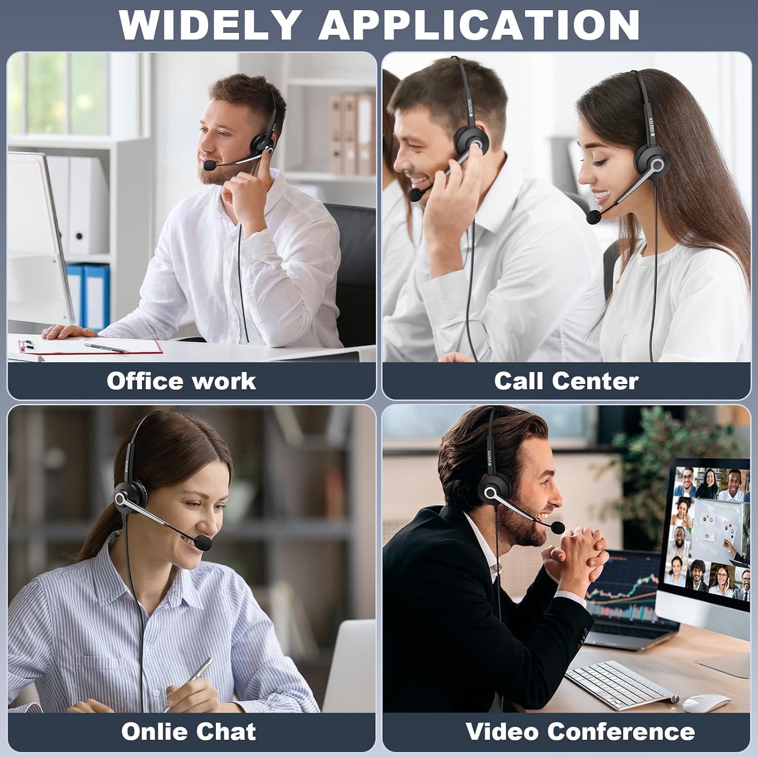 Voistek USB Headset with Microphon,Single-Ear Headset for PC Laptop | Noise Cancelling Mic,3.5mm Plug,USB-A Cable & USB-C Adapter,In-Line Volume Control,Mute Button for Teams Zoom,Home Office
