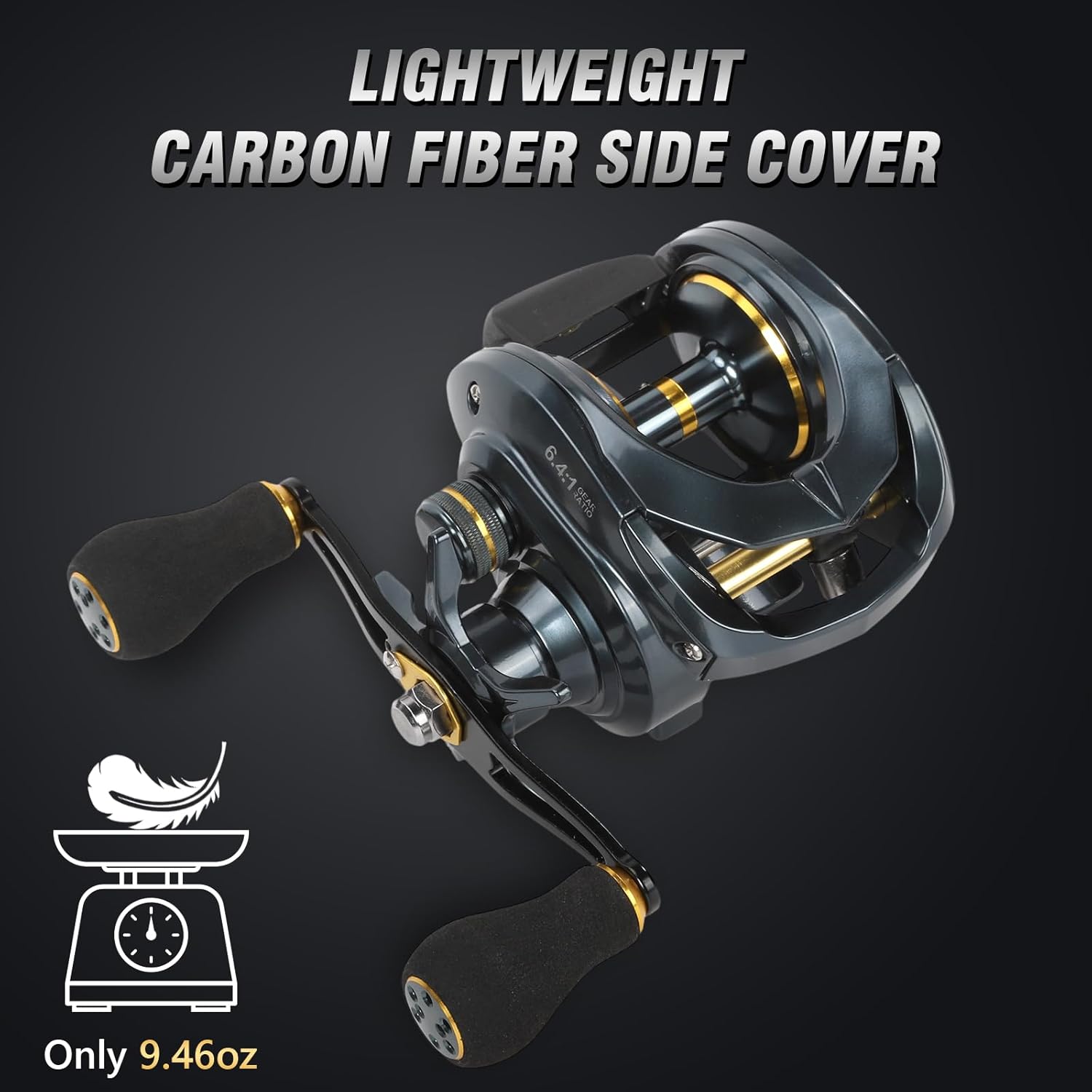 Baitcaster Reels,6.4:1 Gear Ratio with 33 Lb Max Drag, 8+1 Stainless Steel Bearing, Baitcasting Fishing Reels for Pike and bass for Salt Water or Fresh Water