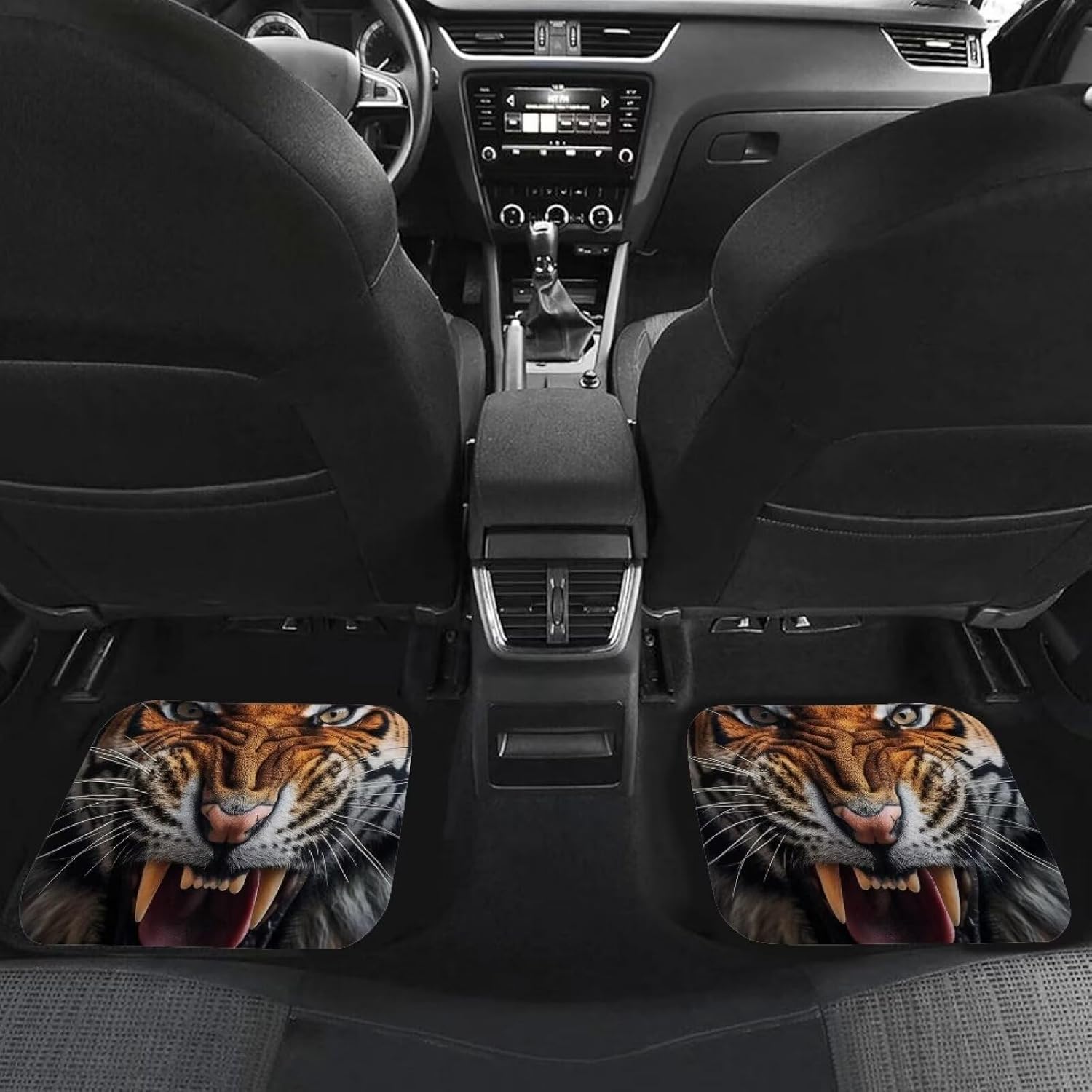 Tiger Car Floor Mat Front and Rear 4 Pieces Anti Dusty Cool Graphic Pattern Auto Car Accessories for Man Woman Universal Fit SUV Trucks Vans