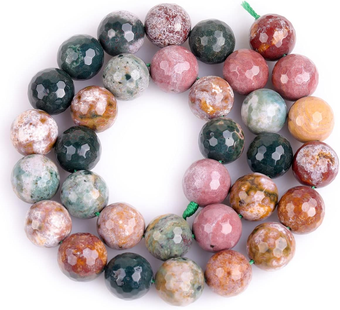 JOE FOREMAN 12mm Natural Gemstone Ocean Jasper Round Faceted Chakra Stone Loose Beads for Jewelry Making 15" DIY Bracelets Necklace Making image 5