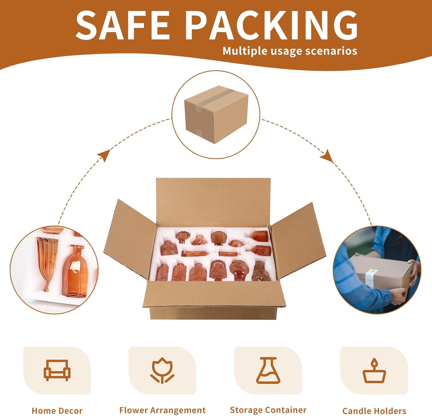 Valentine's Day Glass Bud Vases,Versatile Small Bud vases for Home and Wedding Decor, Exquisite Bridal Shower Table Centerpieces,Aromatherapy Bottles,Candle Holder, Gifts Idea(Pack of 30,Amber) - Image 7