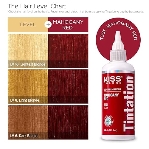 Vista 43 de Kiss Tintation Tratamiento de color semi-permanente para el cabello, 5.0 US fl oz (148 ml), rojo oscuro (Red Velvet)