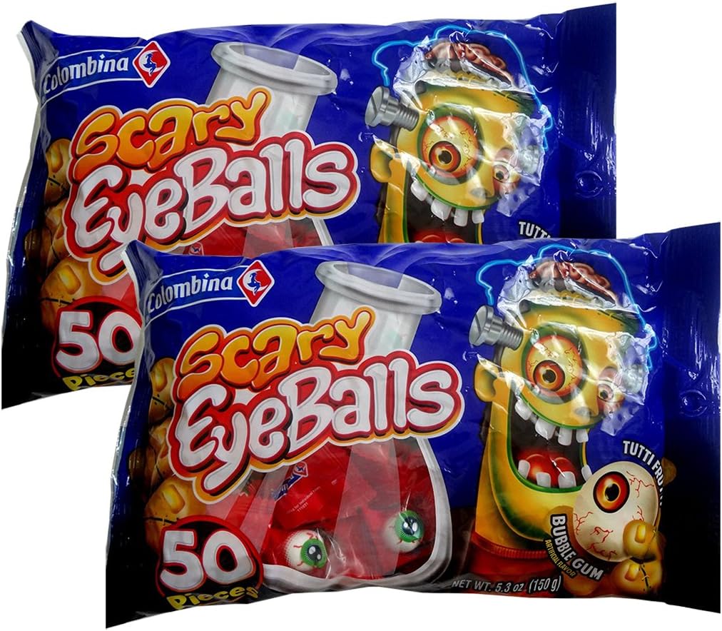 Scary Eyeballs Tuttifrutti Bubble Gum Candy (100 Pieces)