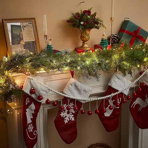 Miniatura 15 de Guirnalda de Navidad artificial de PARTY JOY de 6 pies con cadena de luces LED, guirnalda de ciprés de aguja de pino para decoración de vacaciones