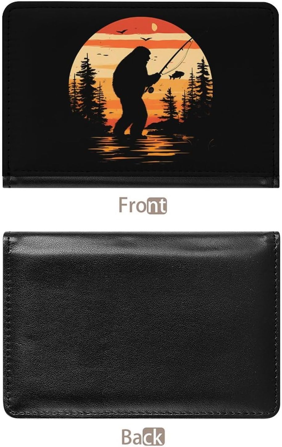 Vintage Bigfoot Fishing Travel Passport Holder Passports Protective Cover for Women Men with Card Slots