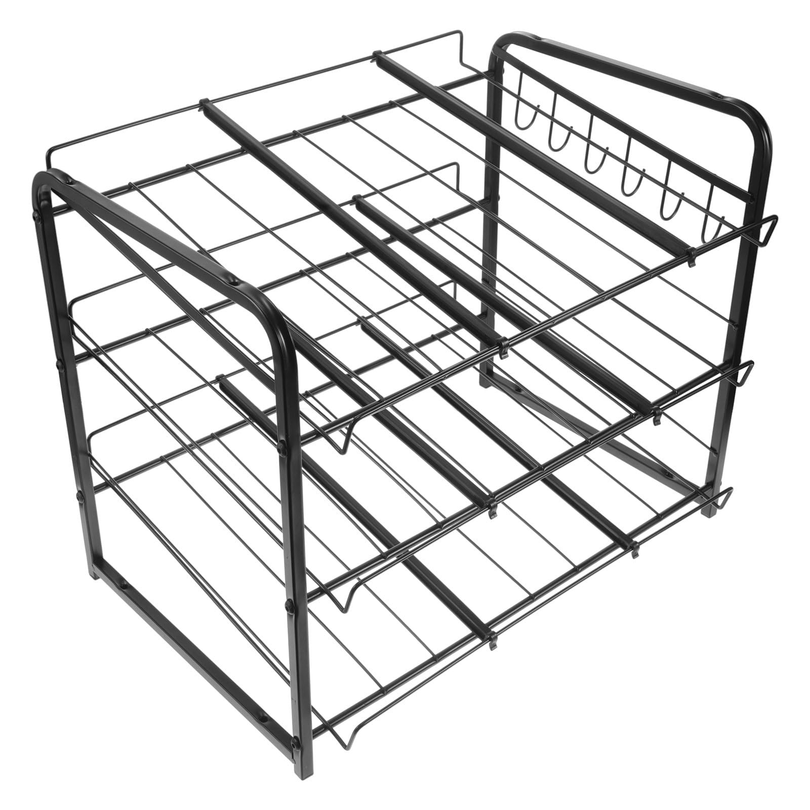 Kichvoe Dispensador Latas en Negro o Versátil y Resistente Inoxidable Organizador Apilable de 3 Niveles Acero de para Snacks y Bebidas en Despensa Armario de Cocina